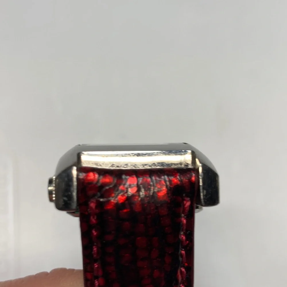 Fossil Big Tic JR-7993, red and black strap, new batteries, stainless